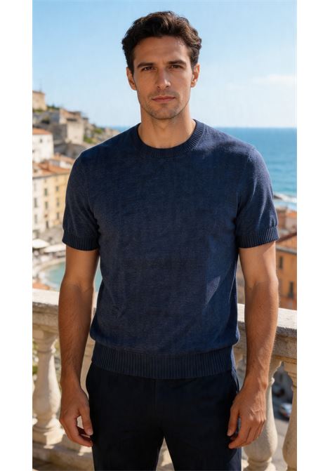 T-shirt in maglia Tagliatore azzurra in lino e cotone TAGLIATORE | T-shirt | JOSH GSE26-02520
